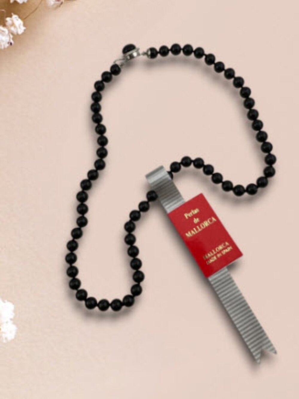 Vintage Mallorca Pearl Choker Black Pearls Made in Spain Original Tag 15" - Picture 4 of 9